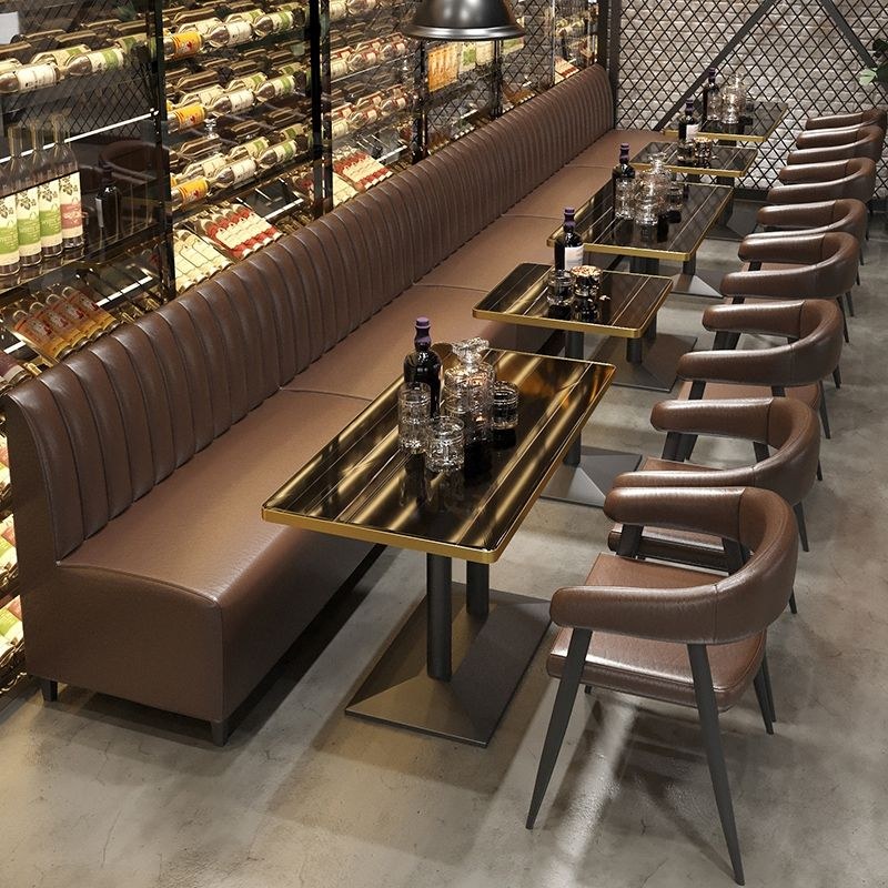 Modern Restaurant Table and Chair Set with Leather Seats, second view