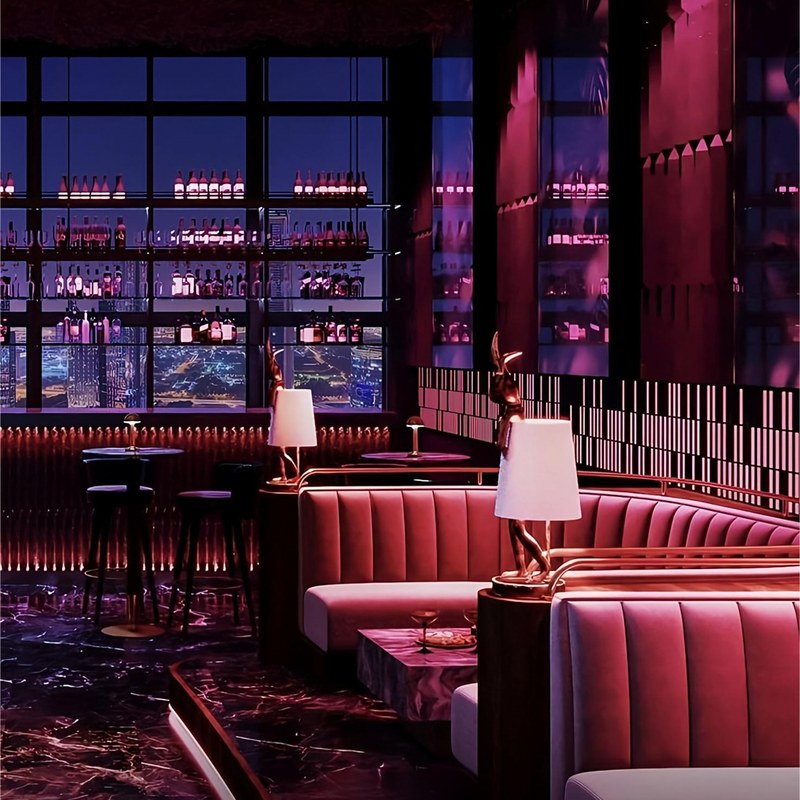 Modern Wood Restaurant Booth Set with Velvet Seating