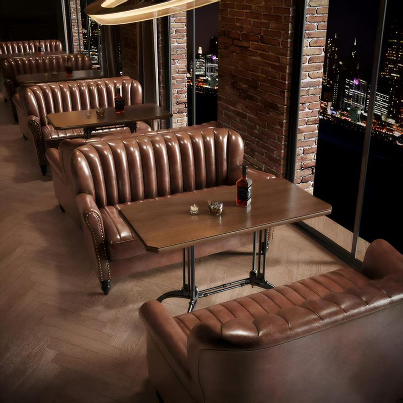 Modern Metal Restaurant Booth Set with Curved Back, second view