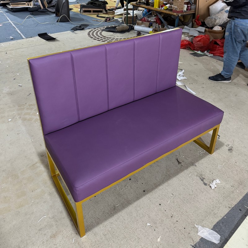 Modern Metal Restaurant Booth Set with Leather Seating, third view