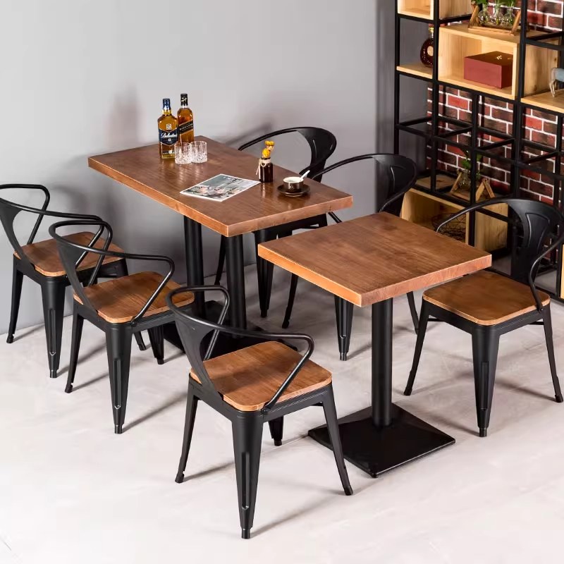 Retro Metal Restaurant Table and Chair Set