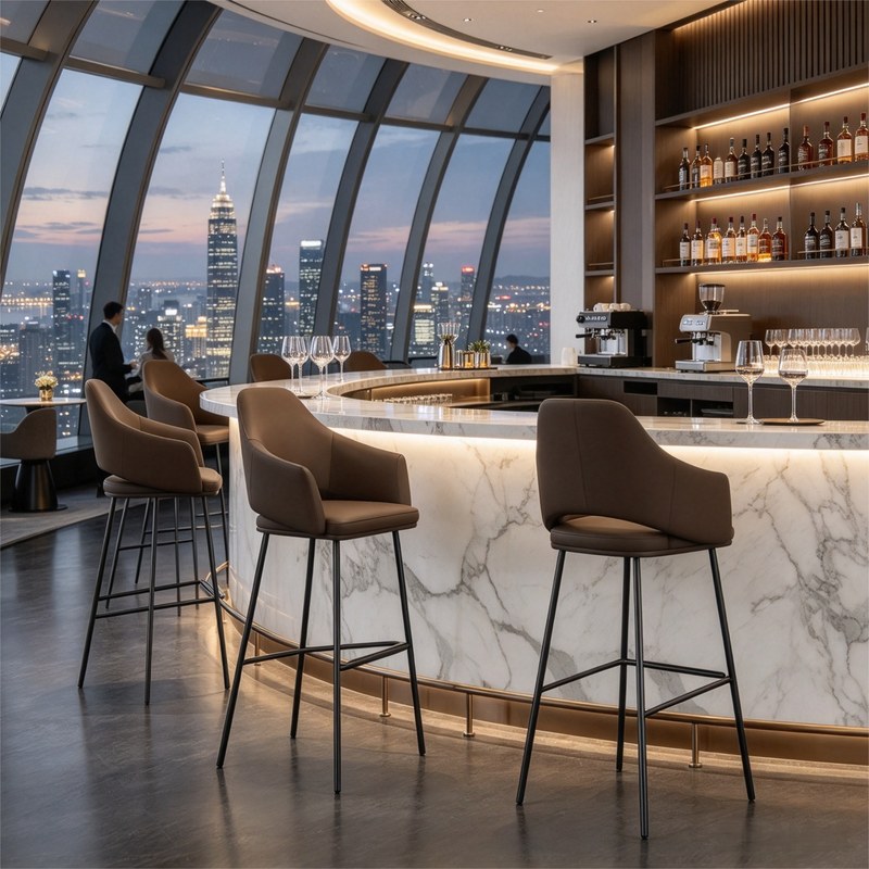 Modern Bar Stool with PU Leather Seat, second view