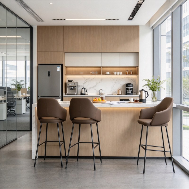 Modern Bar Stool with PU Leather Seat, third view