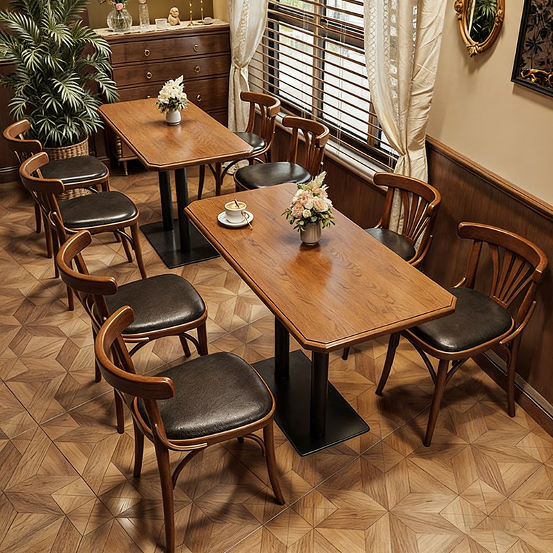 American Solid Wood Restaurant Table and Chair Set
