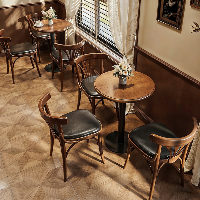 American Solid Wood Restaurant Table and Chair Set, second view