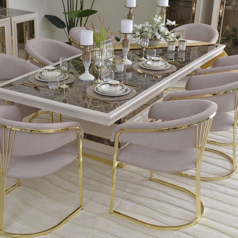 Contemporary Stainless Steel Dining Chair with Velvet Seat