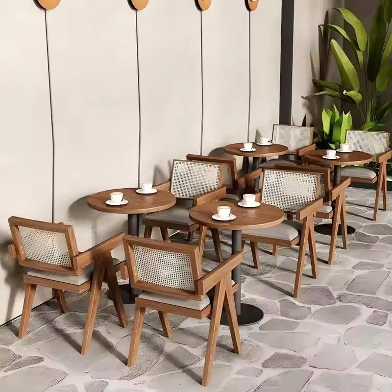 Modern Solid Wood Restaurant Booth Set with Slatted Back