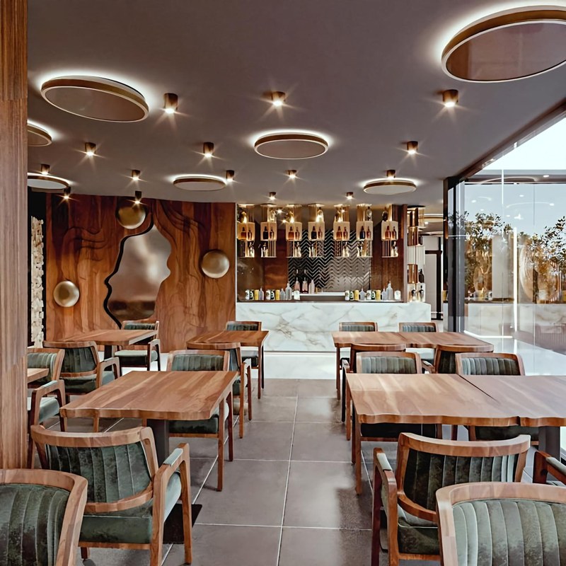 Modern Metal Restaurant Booth Set with Velvet Seating, second view