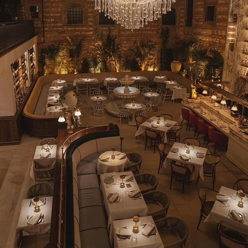 Contemporary Restaurant Booth Set with Leather Seating and Curved Back