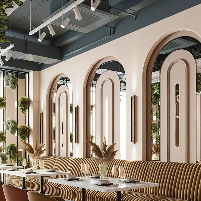 Contemporary Wood Restaurant Table and Chair Set with Velvet Seats