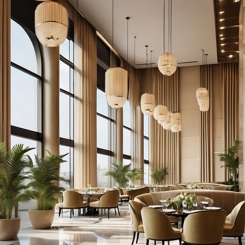 Contemporary Wood Restaurant Table and Chair Set with Velvet Seats, second view