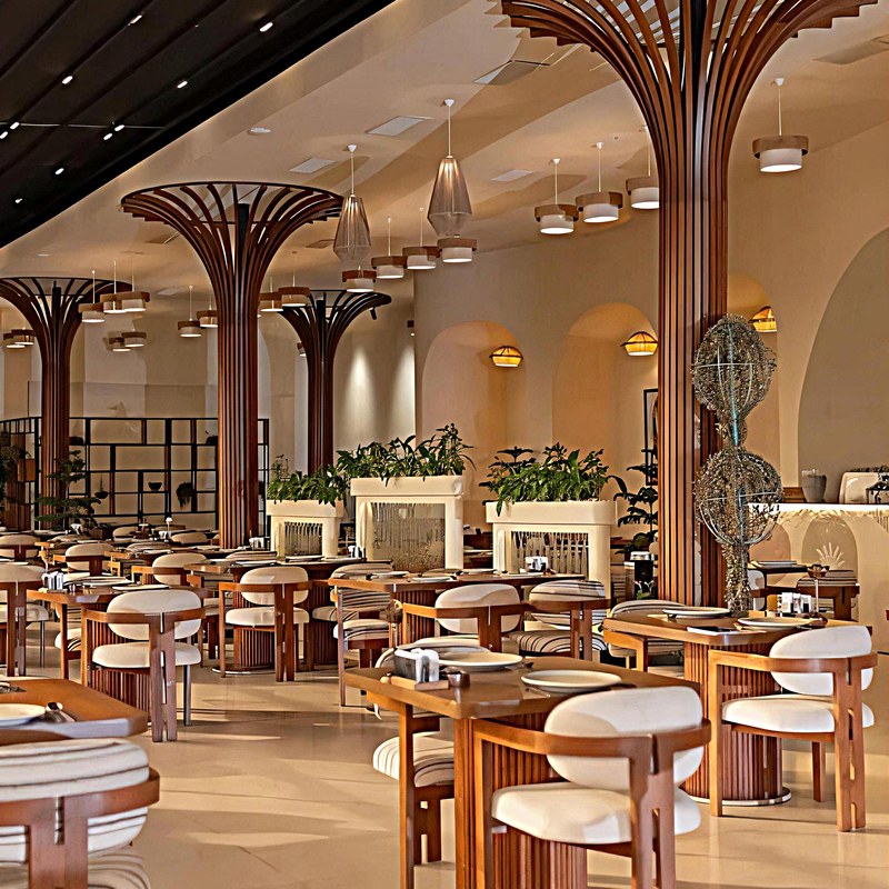 Modern Restaurant Table and Chair Set with Velvet Seats