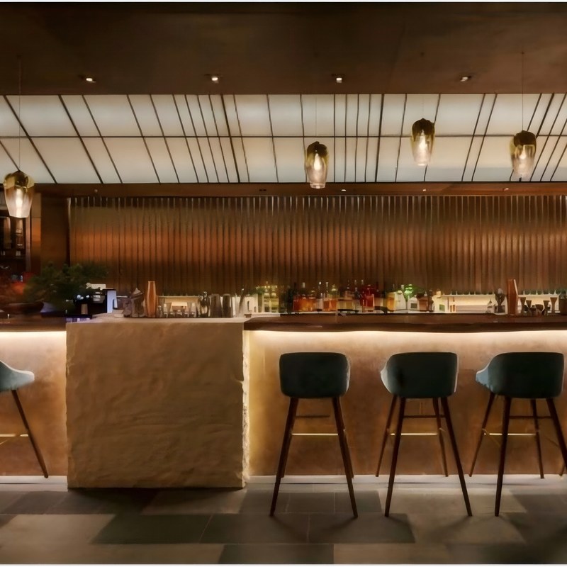 Contemporary Restaurant Table and Chair Set with Velvet Seats and Curved Back, third view