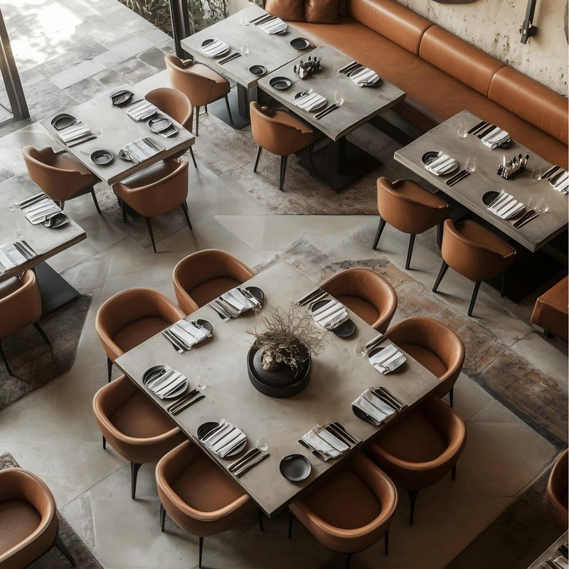 Modern Iron Restaurant Table and Chair Set
