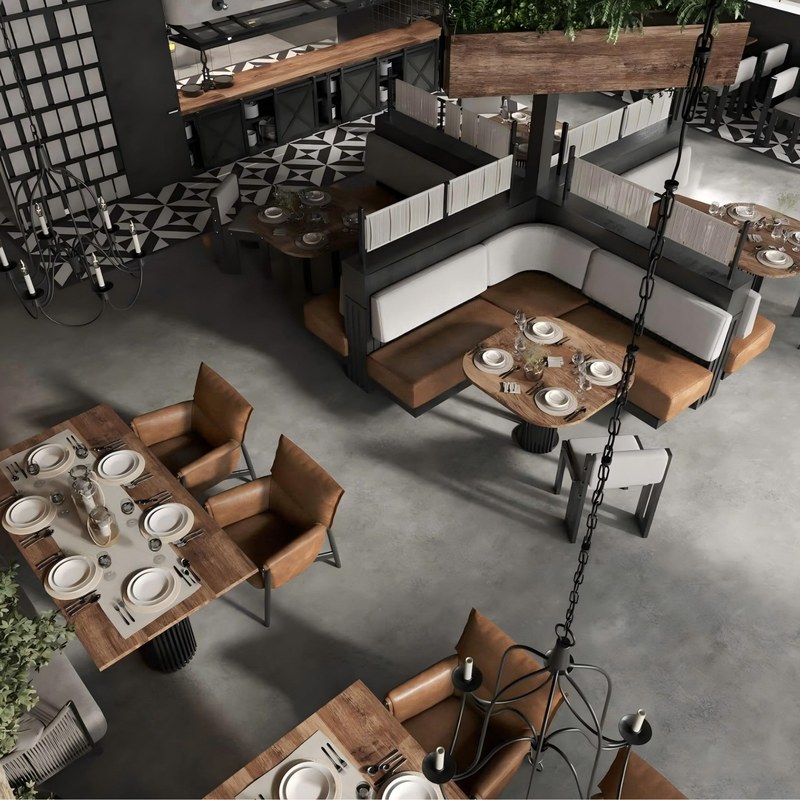 Modern Iron Restaurant Table and Chair Set, second view