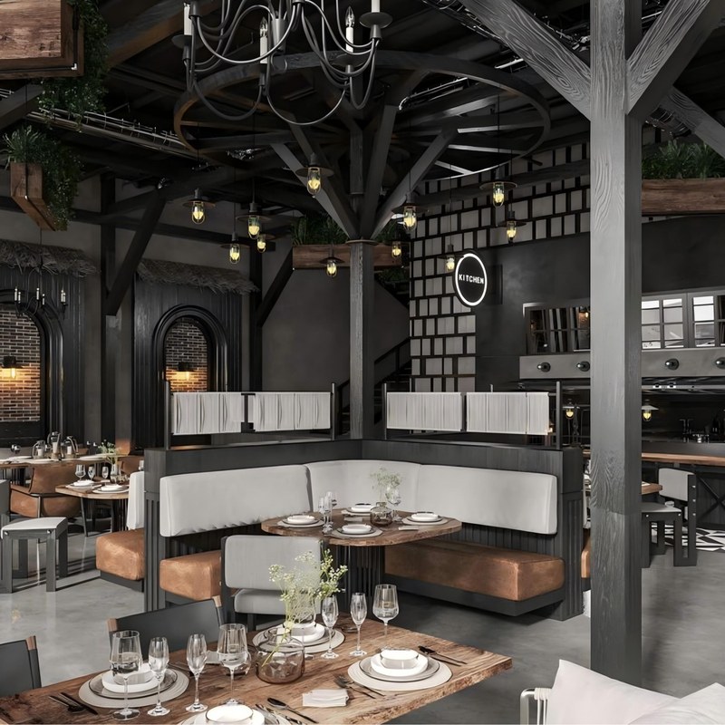 Modern Iron Restaurant Table and Chair Set, third view