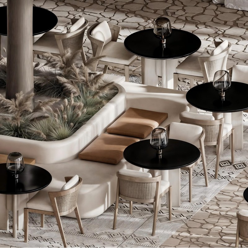 Contemporary Metal Restaurant Booth Set