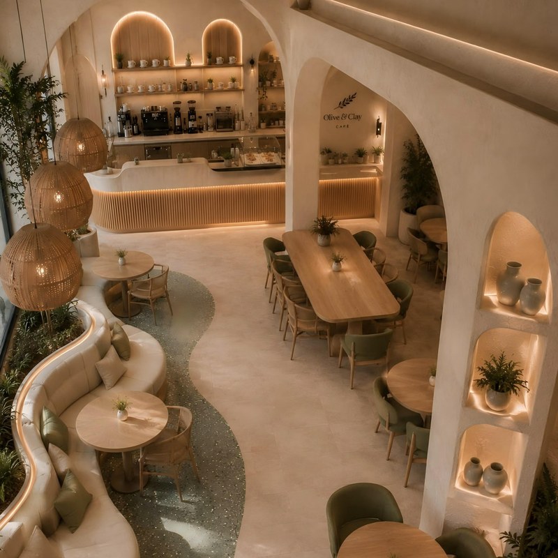 Contemporary Wood Restaurant Booth Set with Leather Seating and Curved Back