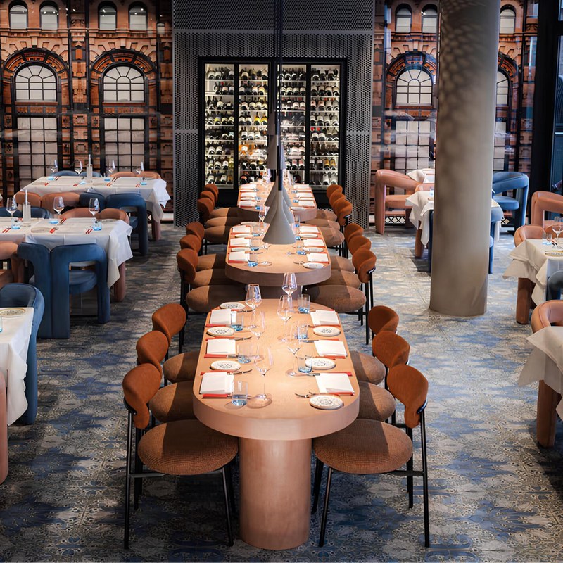 Modern Solid Wood Restaurant Booth Set with Open Back, third view