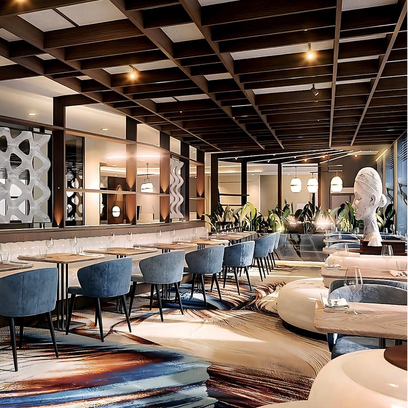 Modern Restaurant Booth Set with Leather Seating and Curved Back, second view