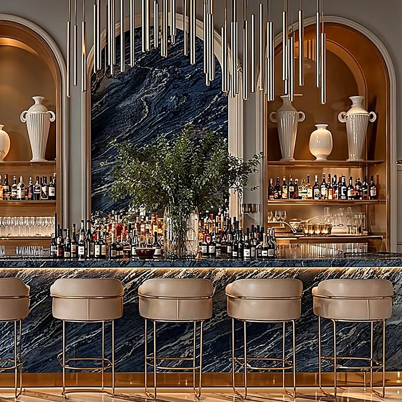 Modern Restaurant Booth Set with Leather Seating and Channel Stitching, second view