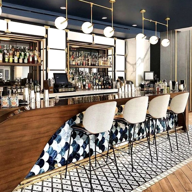 Modern Restaurant Booth Set with Leather Seating and Channel Stitching, third view