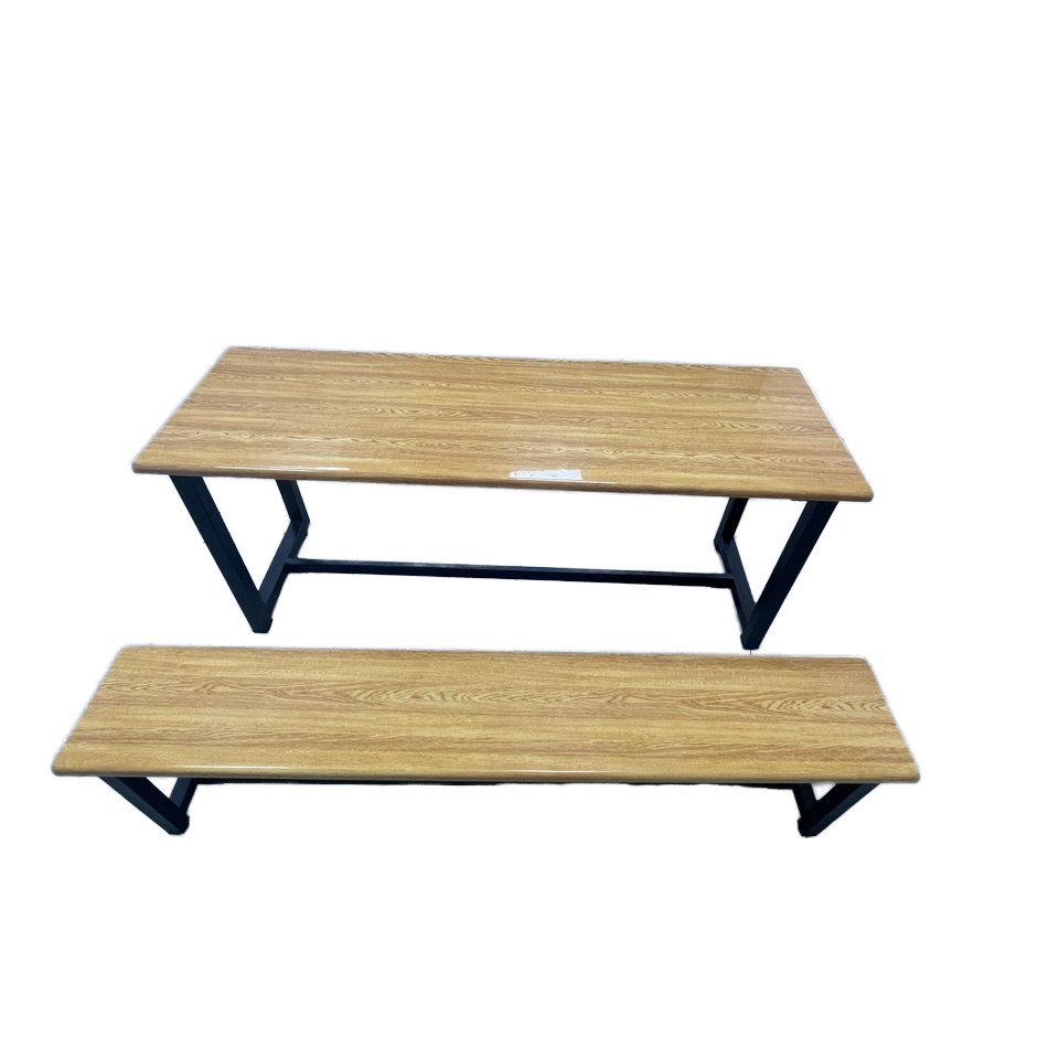 Canteen Table and Bench Set with Fiberglass Wood-Grain Tops