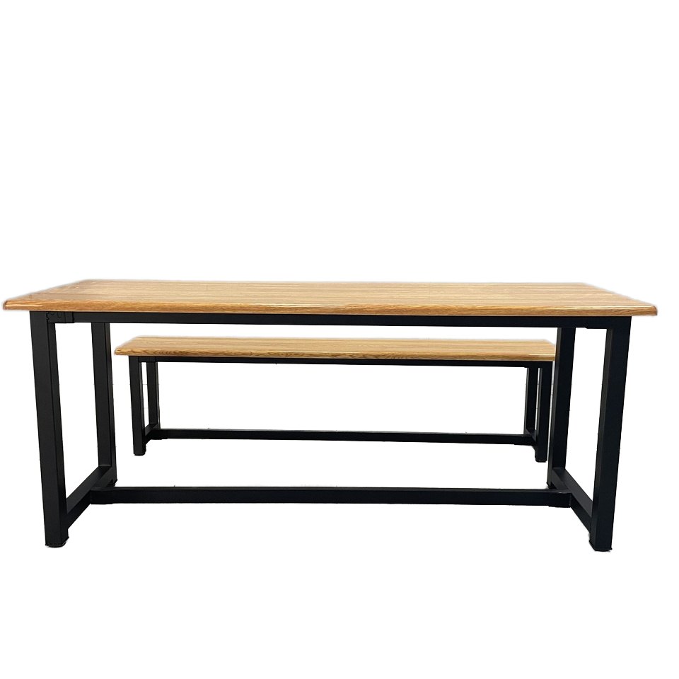 Front elevation of the table and bench in the same run