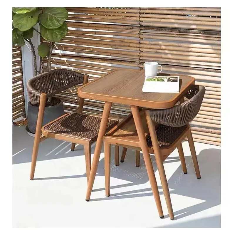 Outdoor Rattan Chairs with Timber Table