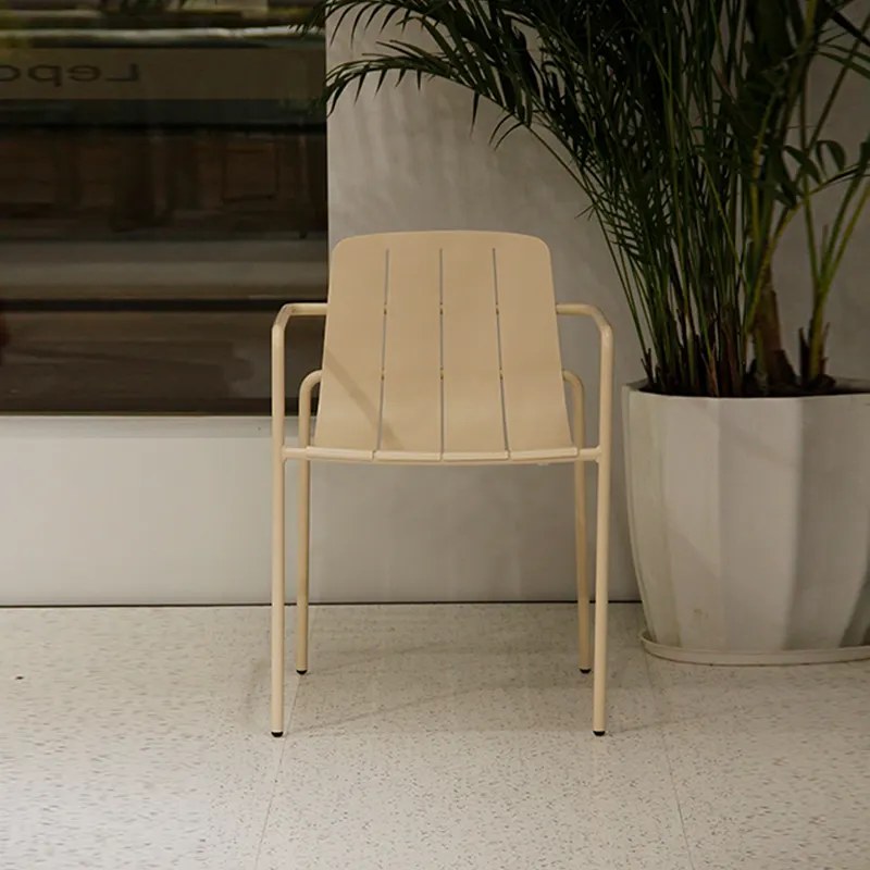 Outdoor Metal Armchairs with Round Table, second view