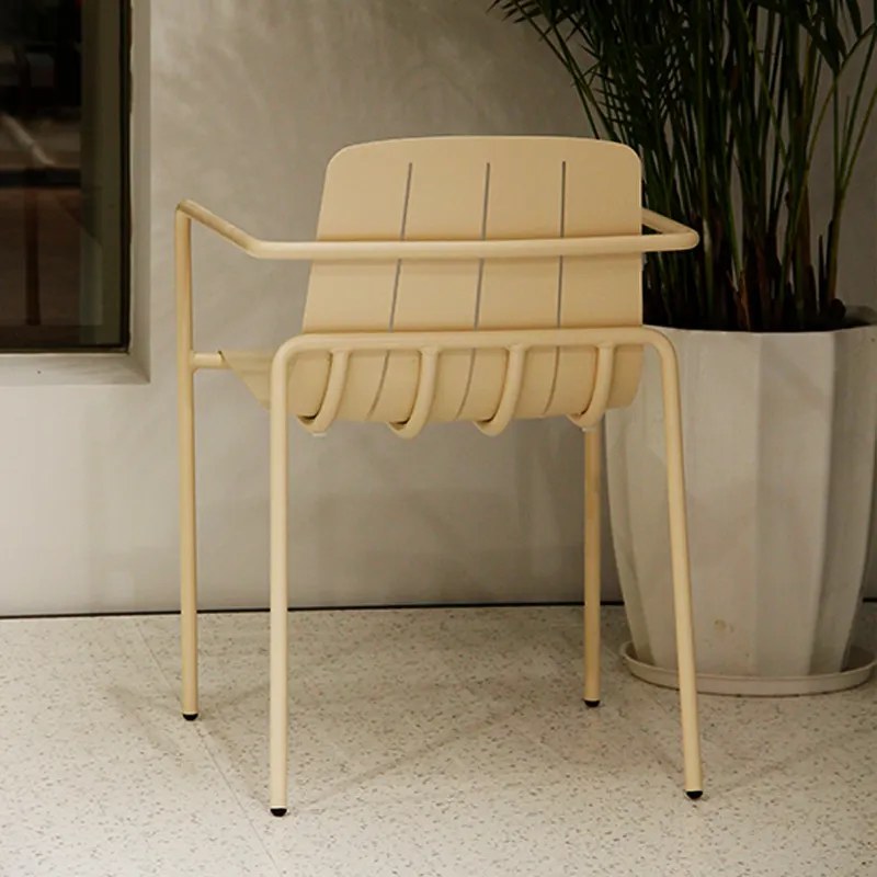Outdoor Metal Armchairs with Round Table, third view