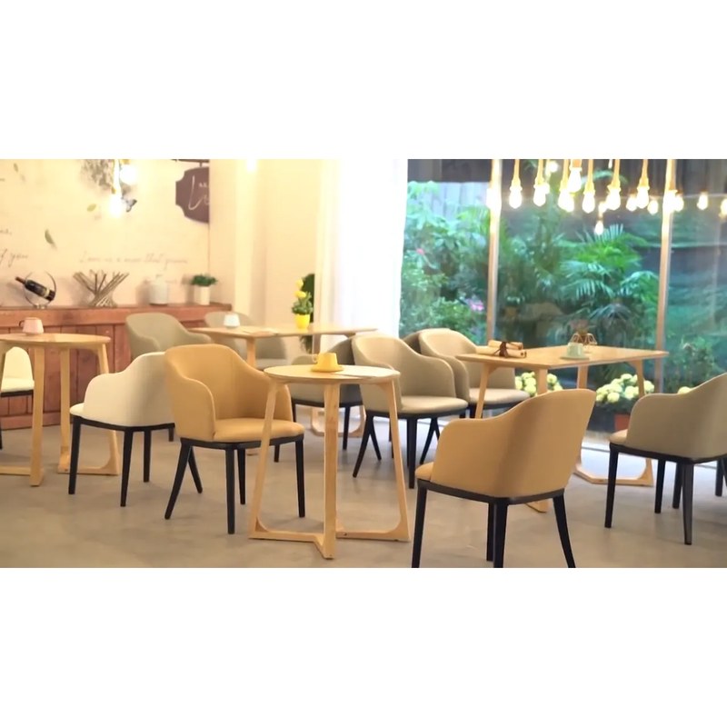 Round Table with Three Upholstered Chairs, second view