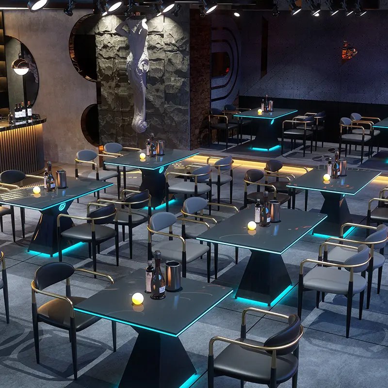 LED Booth Seating with Dining Table, third view