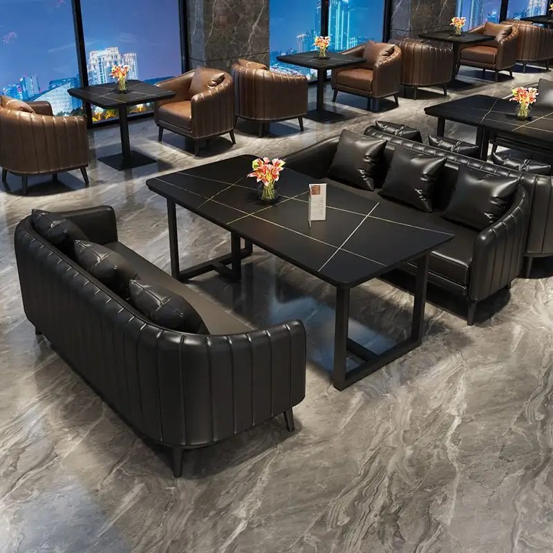 Leather Booth Sofa with Dining Table, second view