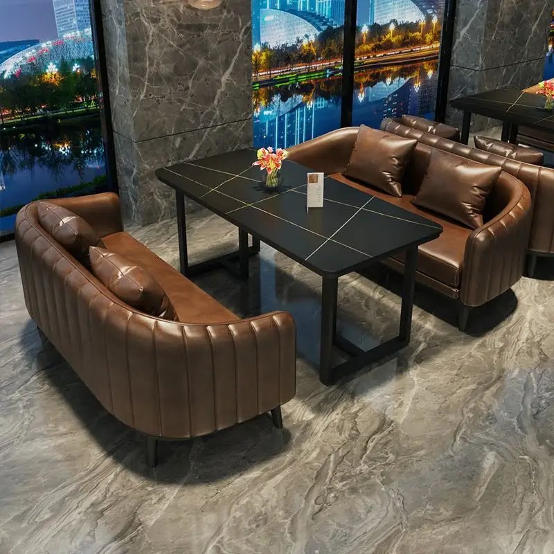 Leather Booth Sofa with Dining Table, third view