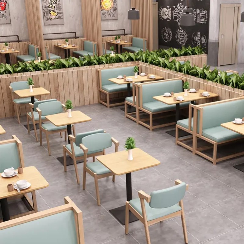 Green Leather Booth with Dining Tables