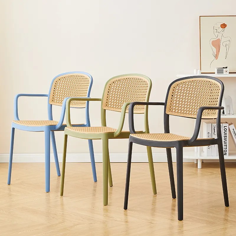 Stackable Plastic Rattan Chair, second view