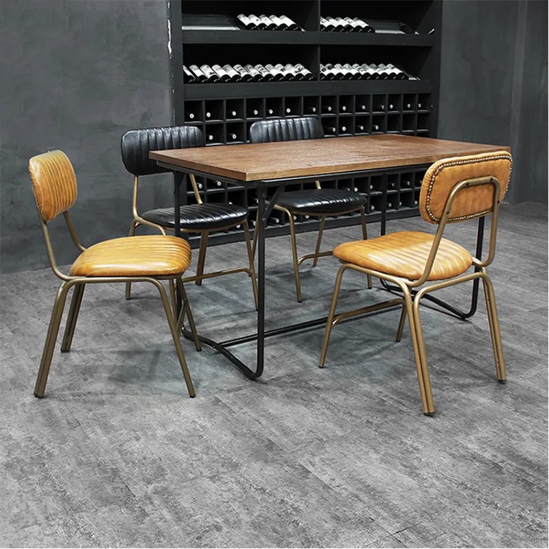 Timber Table with Metal Frame Chairs