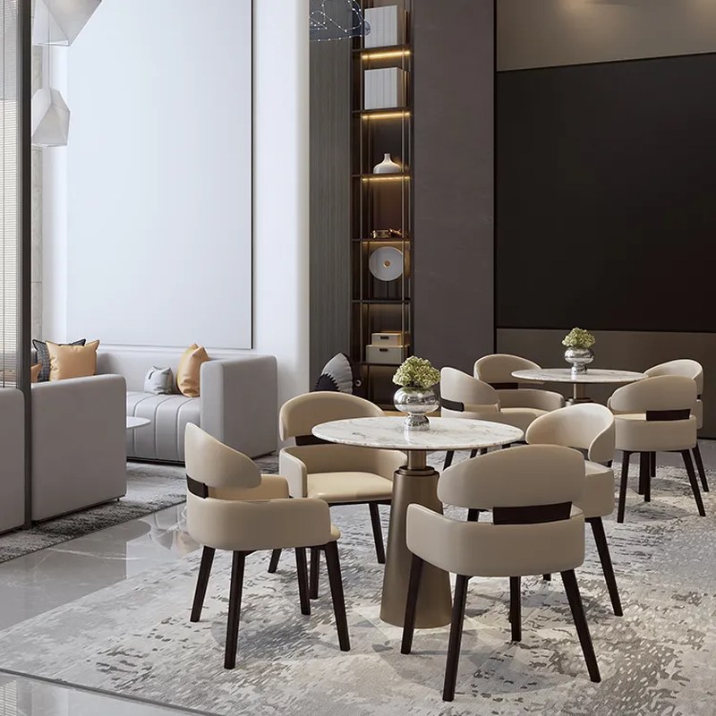 Round Marble Table with High-Back Chairs, second view