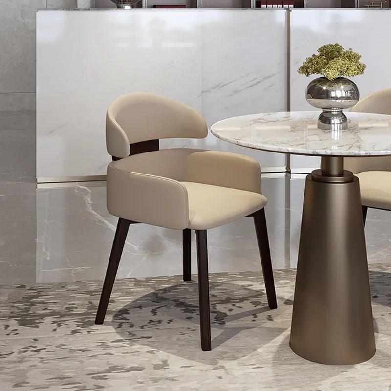 Round Marble Table with High-Back Chairs, third view