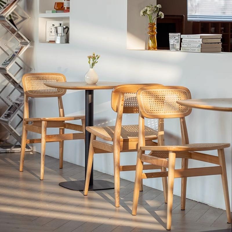 Banquette with Long Table and Rattan Chairs, third view