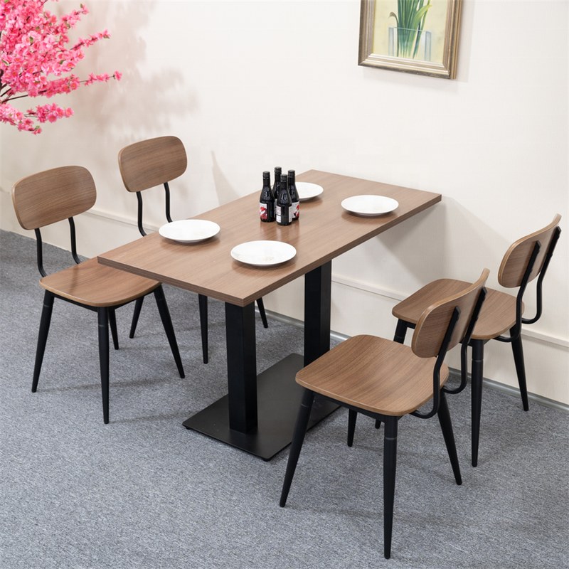 Square Timber Table with Two Metal Chairs, second view