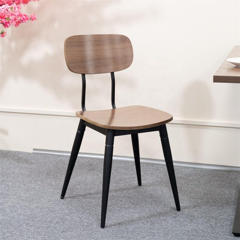 Square Timber Table with Two Metal Chairs, third view
