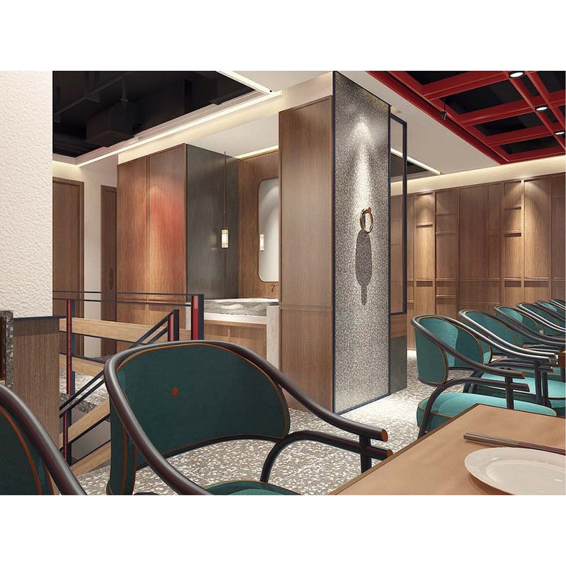 Green Booth Seating with Long Table, third view