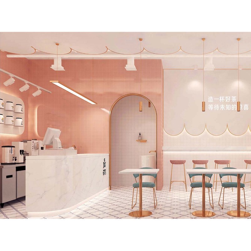 Blush Booth Seating with Round Tables, third view
