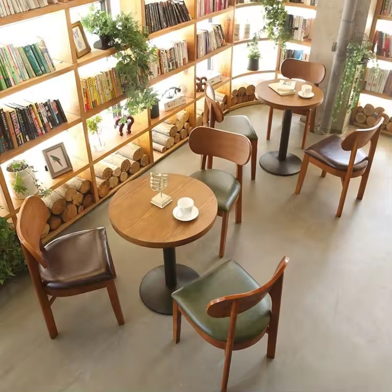 Timber Table with Upholstered Chairs, third view
