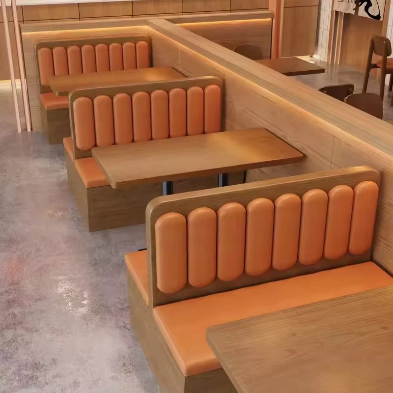 Orange Booth Seating with Tables