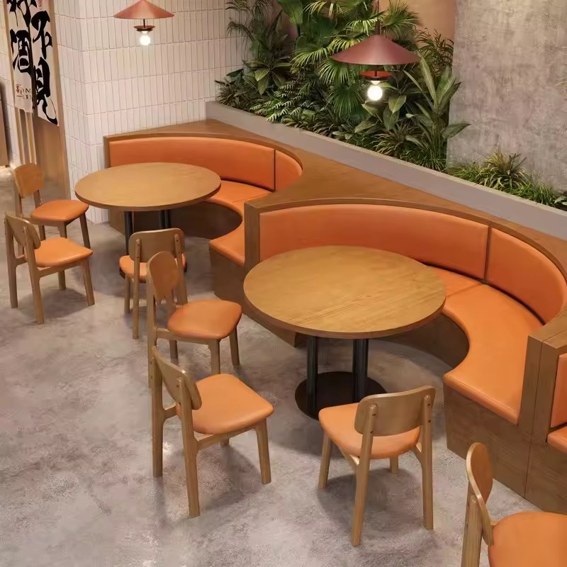 Orange Booth Seating with Tables, second view