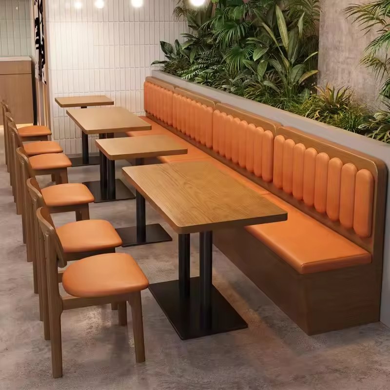 Orange Booth Seating with Tables, third view