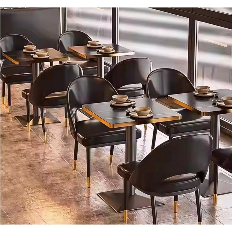 Long Timber Table with Leather Chairs